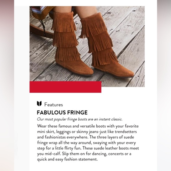 Like New Brown 3 Layer Fringe  Minnetonka Suede Boots - Picture 5 of 7